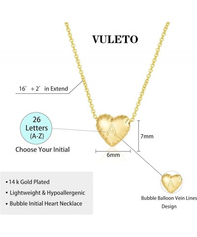 Bubble Heart Initial Necklace, 14k Gold Tiny Balloon Letter Chain Jewelry Gift for Women Girls Gold-Y $8.84 Necklaces