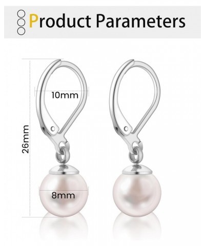 5 Pairs Pearl Earrings for Women Hypoallergenic Ball Studs Earrings Set Women 316L Surgical Steel Silver Pearl Earrings Birth...