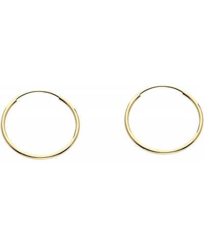 14k Yellow Gold Endless Hoop Earrings Round Flexible Thin Small little Continuous Real Pure Gold Hoops 16mm $20.29 Earrings