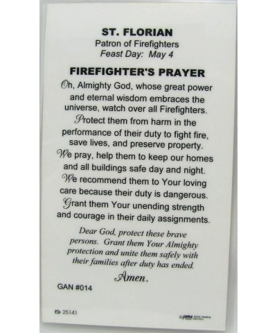 HJ Sherman St Florian Firefighters Service Necklace Badge Shaped with Holy Prayer Card $10.00 Necklaces