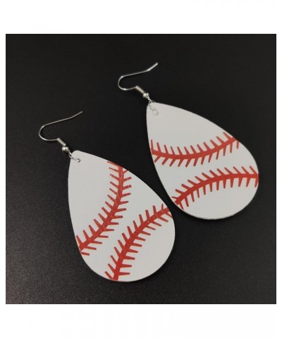 4 Pairs Leather Baseball Earrings for Women Dangling,Sports Earrings for Women Handmade Layered Baseball Drop Dangle Earrings...