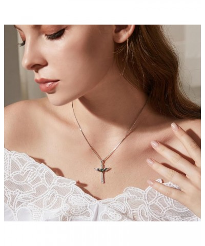 Angel Wing Cross Necklace 925 Sterling Silver Wing Cross Pendant with Birthstone, 5A+ Cubic Zirconia Cross Jewelry for Women ...