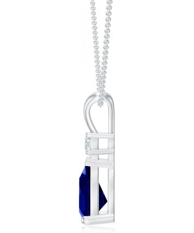 Natural Blue Sapphire Teardrop Pendant Necklace for Women in Sterling Silver / 14K Solid Gold Sterling Silver $120.36 Necklaces