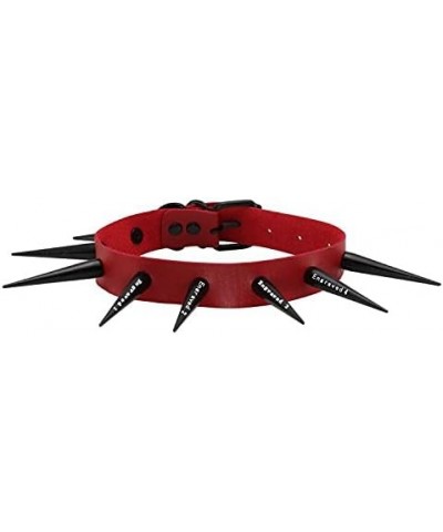 Women Men Spike Studded Choker Necklace Leather Collar Cool Punk Goth Style Red,Black Spike(Engraved) $8.50 Necklaces