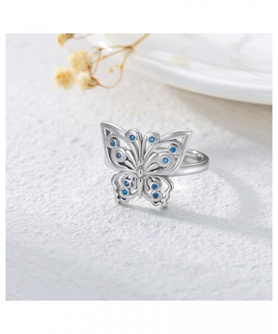 925 Sterling Sliver Adjustable Ring for Women Enamel Ring Cute Funny Jewelry Gifts for Women Girls Butterfly ring $10.43 Rings