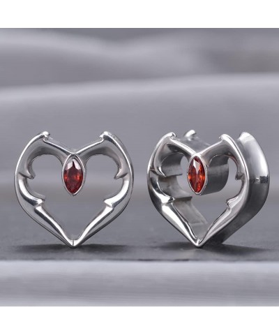 1 Pair Double Flared Ear Gauges Heart Shape Zircon Ear Tunnels Plugs Flesh Stretchers Expander Piercing Body Jewelry 0g-1"(8m...