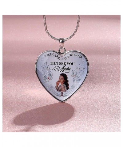 Personalized Photo Memorial Necklace Customized Picture Pendant With Angel Wings Sterling Silver for Women Men I Will Carry Y...