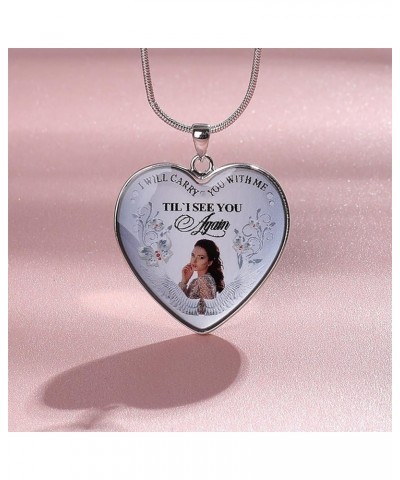 Personalized Photo Memorial Necklace Customized Picture Pendant With Angel Wings Sterling Silver for Women Men I Will Carry Y...