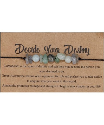 Healing Stone Crystal Bead Bracelet with Spiritual Meaningful Card Handmade Adjustable Natural Stone Strand Bracelet Reiki Yo...