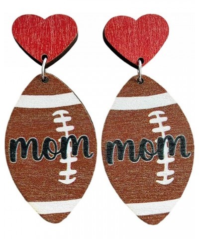 Mother's Day MAMA Wooden Sports Ball Earrings Retro Lightweight Basketball Volleyball Baseball Football Rugby Love Heart Wood...