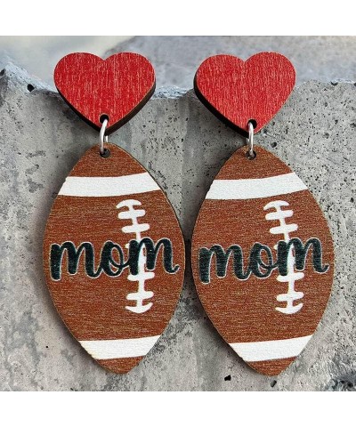 Mother's Day MAMA Wooden Sports Ball Earrings Retro Lightweight Basketball Volleyball Baseball Football Rugby Love Heart Wood...