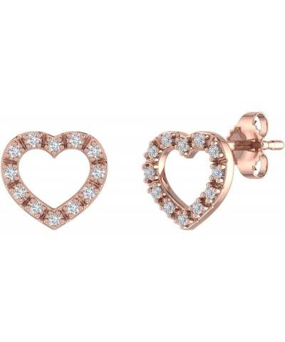 0.11 Carat Heart Shaped Diamond Stud Earrings in 10K Gold Rose Gold $41.25 Earrings