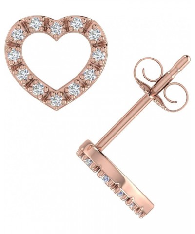 0.11 Carat Heart Shaped Diamond Stud Earrings in 10K Gold Rose Gold $41.25 Earrings