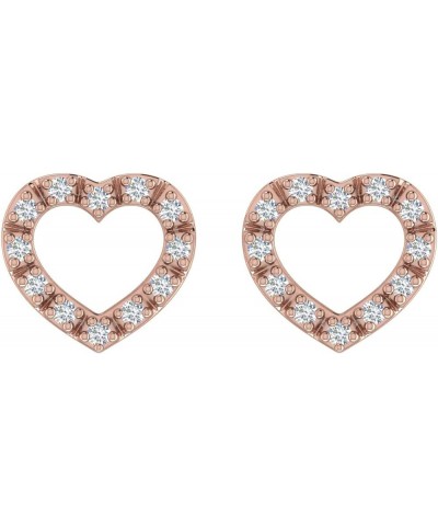 0.11 Carat Heart Shaped Diamond Stud Earrings in 10K Gold Rose Gold $41.25 Earrings