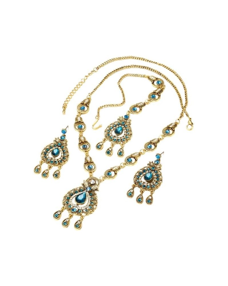 NOVASTORES 3 Pcs/Lot Vintage Bohemian Bridal Jewelry Sets Blue Red Peacock Prestige Necklace Earrings For Women Ethnic Access...