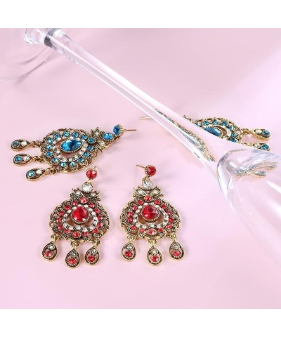 NOVASTORES 3 Pcs/Lot Vintage Bohemian Bridal Jewelry Sets Blue Red Peacock Prestige Necklace Earrings For Women Ethnic Access...