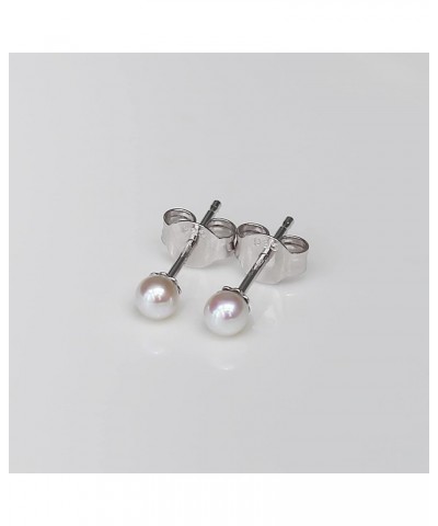 Small Pearl Earrings for Women 925 Sterling Silver Genuine 3mm Tiny Pearl Studs Earrings Mini Freshwater Cultured White Real ...