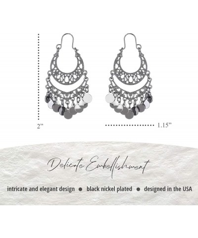 Bohemian Boho Chandelier Dangle Drop Earrings for Women – Lightweight Filigree Gypsy Coin Disc Tassel Charm Hoops – included ...