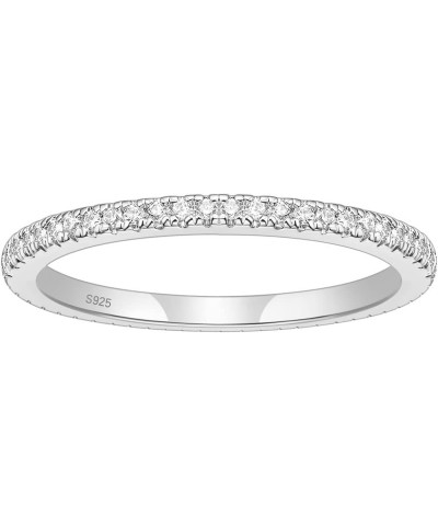 2mm 925 Sterling Silver Wedding Band Cubic Zirconia Full Eternity Stackable Engagement Ring Size 3-13 Silver-Full-Eternity $1...