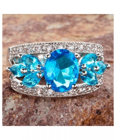 925 Sterling Silver Plated Created Sapphire Quartz&Topaz Cluster Women Band Ring Blue-1 US6 $4.19 Rings