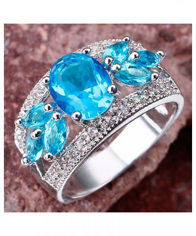 925 Sterling Silver Plated Created Sapphire Quartz&Topaz Cluster Women Band Ring Blue-1 US6 $4.19 Rings