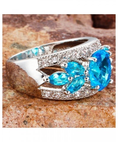 925 Sterling Silver Plated Created Sapphire Quartz&Topaz Cluster Women Band Ring Blue-1 US6 $4.19 Rings