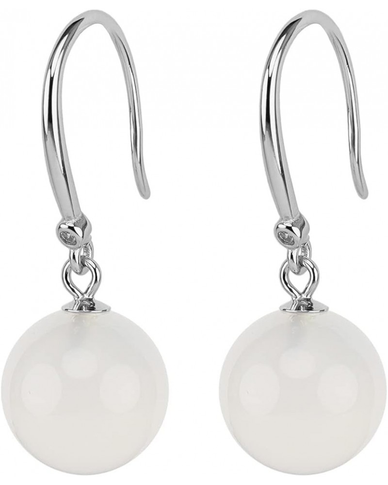 925 Sterling Silver Natural Agate Bead Dangle Earrings 18k Gold Plated Ear Hook White agate 1 $10.79 Earrings