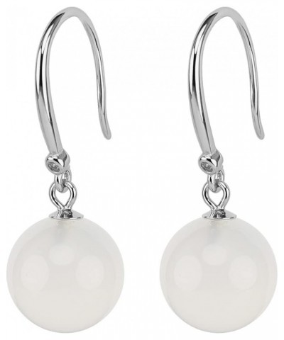 925 Sterling Silver Natural Agate Bead Dangle Earrings 18k Gold Plated Ear Hook White agate 1 $10.79 Earrings