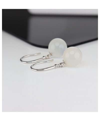 925 Sterling Silver Natural Agate Bead Dangle Earrings 18k Gold Plated Ear Hook White agate 1 $10.79 Earrings