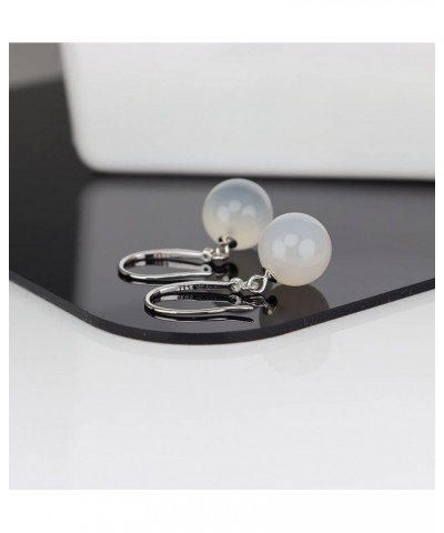 925 Sterling Silver Natural Agate Bead Dangle Earrings 18k Gold Plated Ear Hook White agate 1 $10.79 Earrings