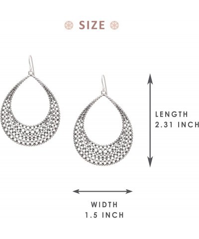 Boho Chic Collection, Vintage Gold & Silver Plated Hollow Crescent Moon Shape Earrings with Connected Dots for Women DOT SILV...