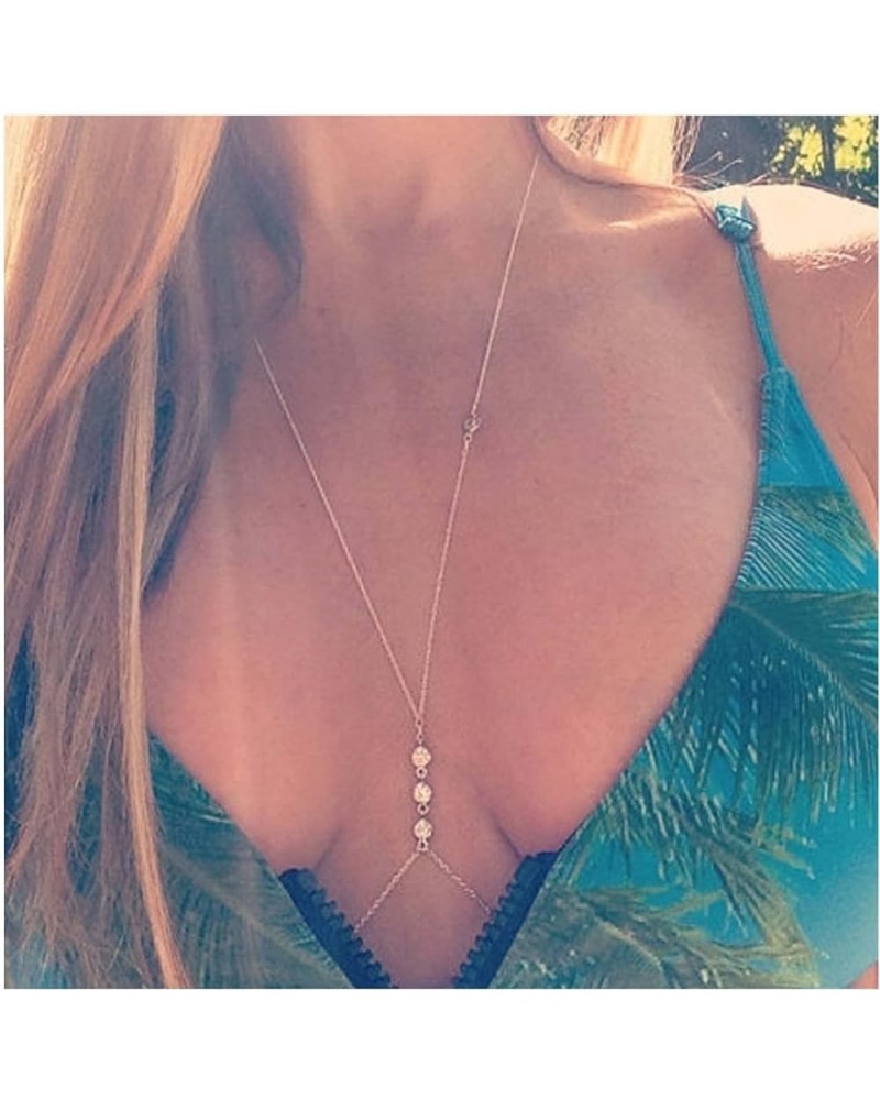 Crystal Slave Chain Body Necklace Gold Bikini Bra Chain Necklace Long Cz Harness Bra Necklace Summer Beach Body Chain Jewelry...