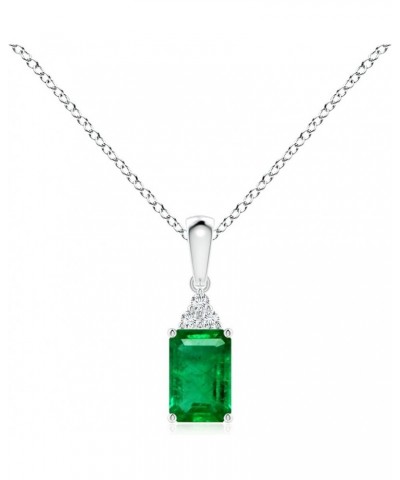 Natural Emerald Solitaire Pendant Necklace for Women, Girls in 14K Solid Gold/Platinum/Sterling Silver | May Birthstone | Jew...