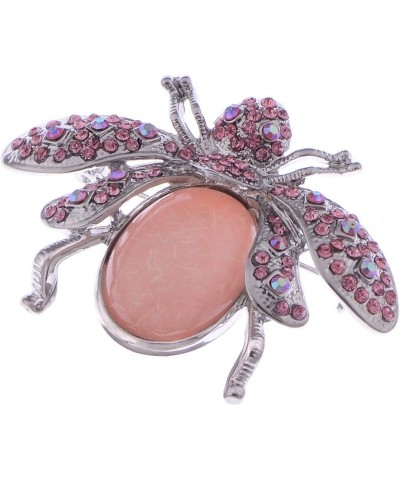 Silver Tone Shine Aurora Borealis Pink Crystal Rhinestone Gem Abdomen Honey Bee Insect Brooch Pin Pendant $10.59 Brooches & Pins