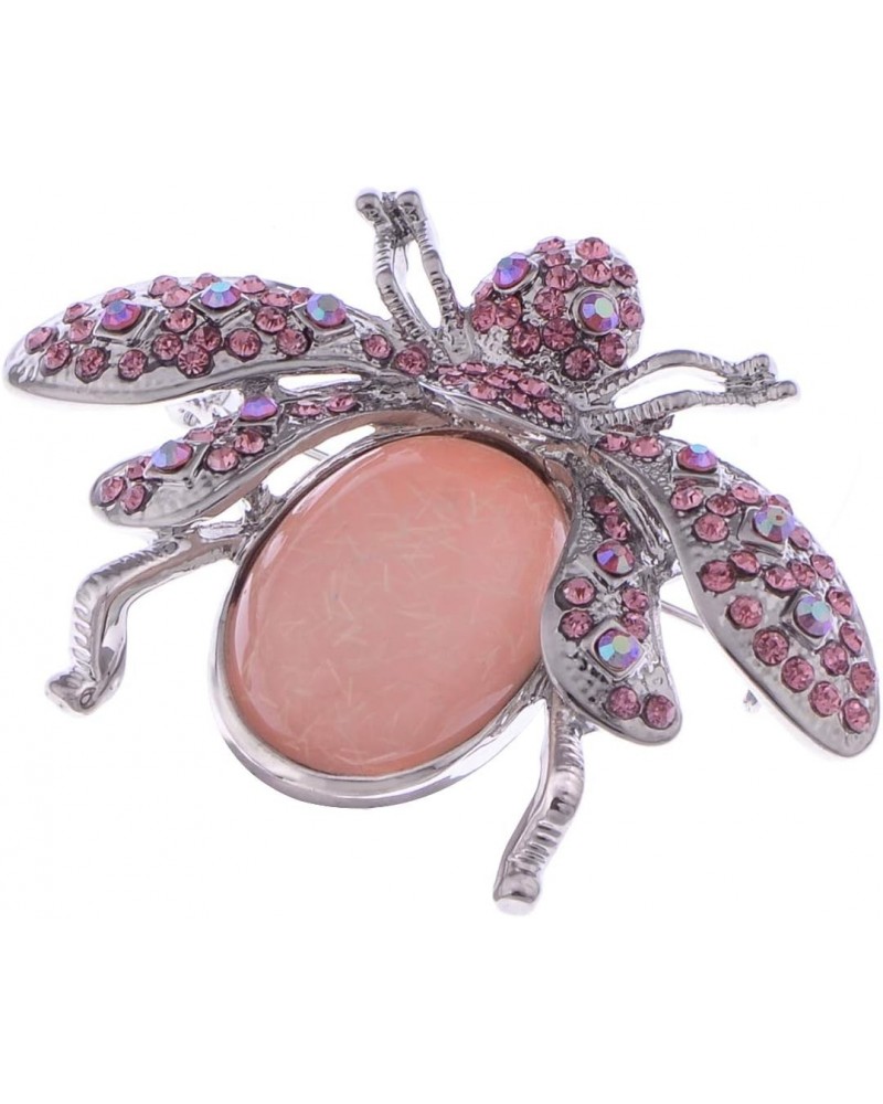 Silver Tone Shine Aurora Borealis Pink Crystal Rhinestone Gem Abdomen Honey Bee Insect Brooch Pin Pendant $10.59 Brooches & Pins