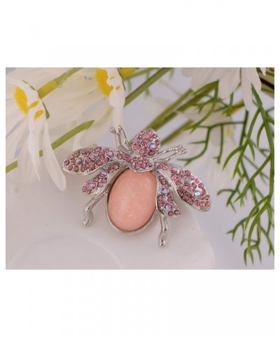 Silver Tone Shine Aurora Borealis Pink Crystal Rhinestone Gem Abdomen Honey Bee Insect Brooch Pin Pendant $10.59 Brooches & Pins