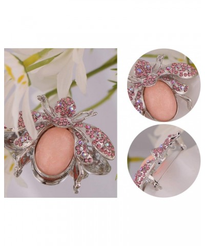 Silver Tone Shine Aurora Borealis Pink Crystal Rhinestone Gem Abdomen Honey Bee Insect Brooch Pin Pendant $10.59 Brooches & Pins