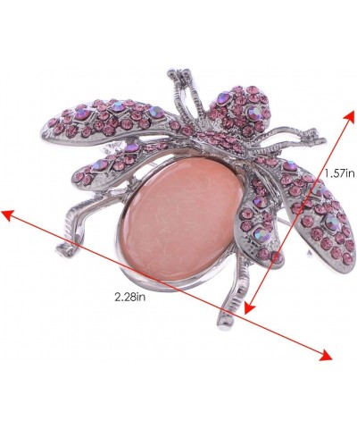 Silver Tone Shine Aurora Borealis Pink Crystal Rhinestone Gem Abdomen Honey Bee Insect Brooch Pin Pendant $10.59 Brooches & Pins