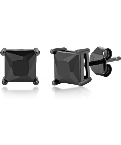 Sterling Silver Radiant Princess Square Cut Black CZ Unisex Stud Earrings 8.0 Millimeters Black-Rhodium-Plated-Silver $10.79 ...