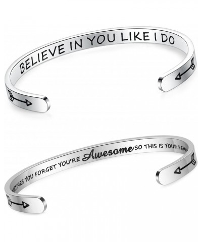 Set of 2 Bracelets for Women Teens Engraved Believe in You Like I Do and Sometimes You Forget You are Awesome So This is Your...