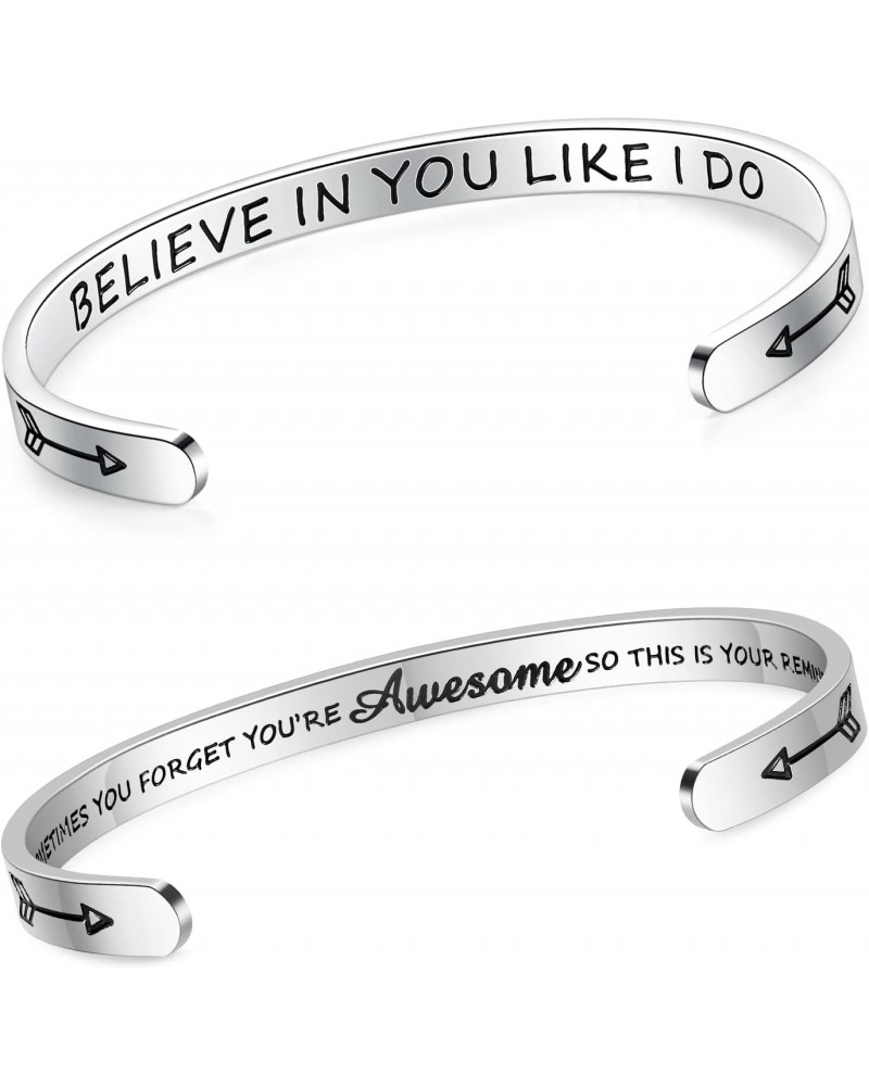 Set of 2 Bracelets for Women Teens Engraved Believe in You Like I Do and Sometimes You Forget You are Awesome So This is Your...