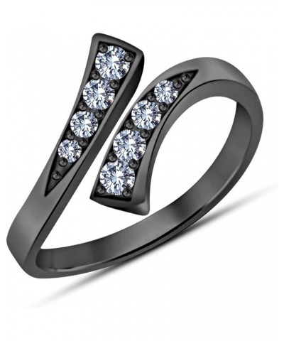 925 Sterling Silver Womens Bypass Black Adjustable Toe Ring Cubic Zirconia $14.35 Body Jewelry