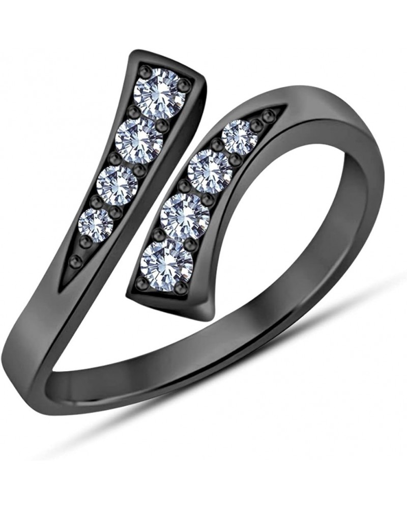 925 Sterling Silver Womens Bypass Black Adjustable Toe Ring Cubic Zirconia $14.35 Body Jewelry