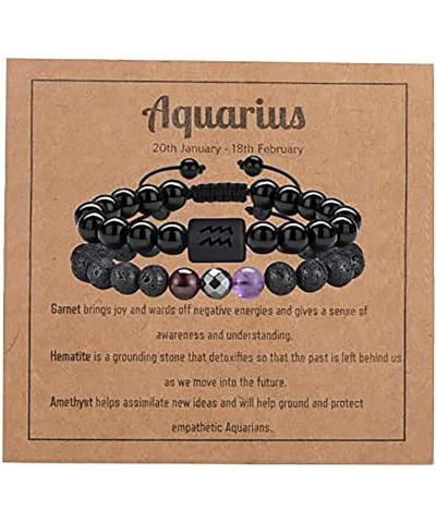 Zodiac Bracelets for Women Black Onyx Bracelet Adjustable Crystals Healing Bracelet Zodiac Beaded Bracelets Gift Aquarius $9....