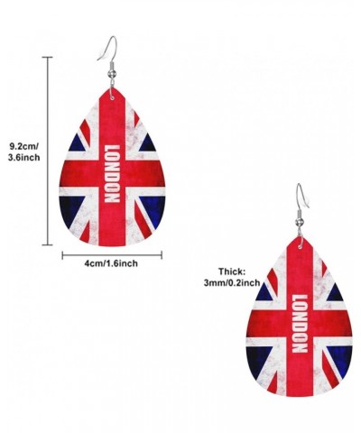 London Uk Flag Faux Leather Earrings For Women Girls Lightweight Teardrop Dangle Earrings Gift London Uk Flag $8.11 Earrings