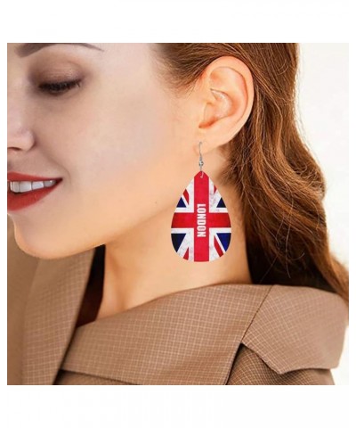 London Uk Flag Faux Leather Earrings For Women Girls Lightweight Teardrop Dangle Earrings Gift London Uk Flag $8.11 Earrings