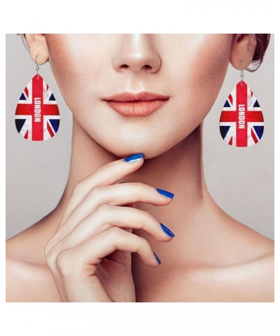 London Uk Flag Faux Leather Earrings For Women Girls Lightweight Teardrop Dangle Earrings Gift London Uk Flag $8.11 Earrings