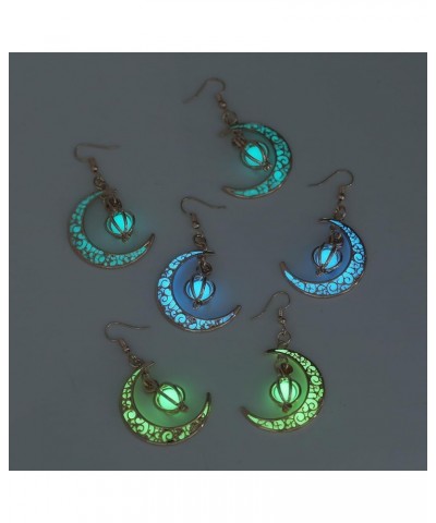 Glow in The Dark Silver Crescent Moon Earrings - Glowing Blue Moon Charm - Magical Fantasy Fairy Glowing Earrings - Glow Jewe...