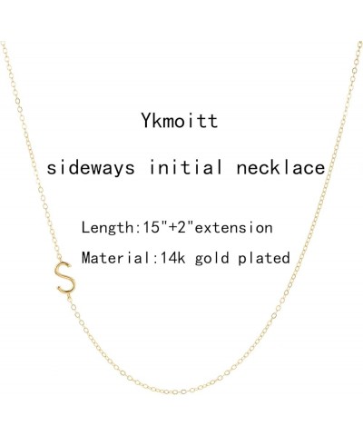 Sideways Initial Necklaces for Women, 14k Gold Plated Initial Necklace Dainty Gold Letter Necklace Simple Gold Choker Necklac...