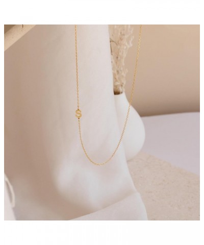 Sideways Initial Necklaces for Women, 14k Gold Plated Initial Necklace Dainty Gold Letter Necklace Simple Gold Choker Necklac...